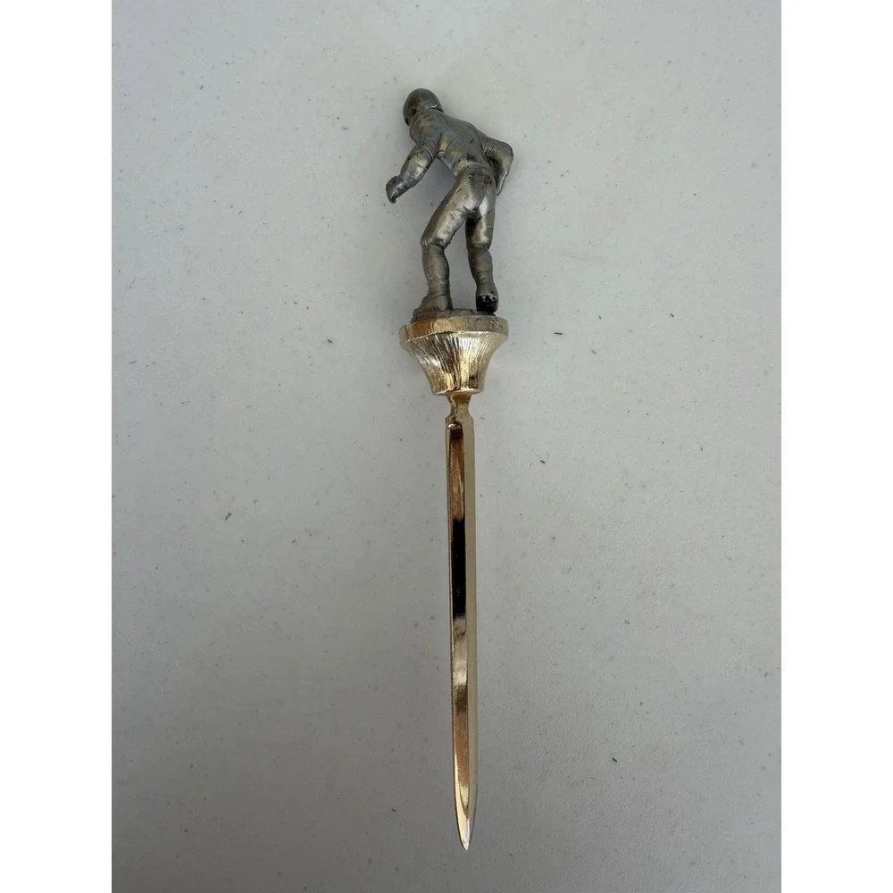 Vintage Metal Letter Opener w/ Pewter? Football Player 8 Inch Figurine